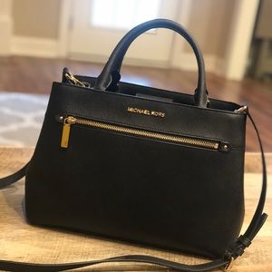 Authentic Michael Kors Black Leather Satchel Purse